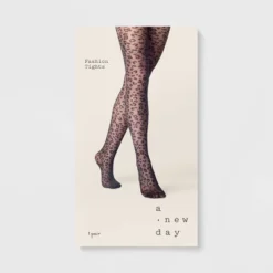 Women's Leopard Sheer Tights - A New Day™ Black
