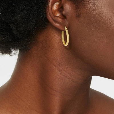 14k Gold Plated Cubic Zirconia Brass Polished Click Top Hoop Earrings - A New Day™ Gold: Sterling Silver, Nickel-Free, 1.036" Length 3 14k Gold Plated Cubic Zirconia Brass Polished Click Top Hoop Earrings - A New Day™ Gold: Sterling Silver, Nickel-Free, 1.036" Length