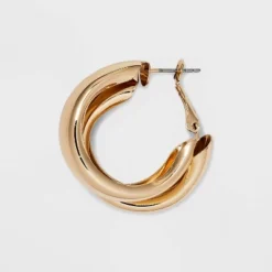 Double Illusion Hoop Earrings - A New Day™ Gold: Nickel-Free Metal, Leverback Closure, 1.4" Length, 0.67 Oz Weight -A New Day™ GUEST 5fbb0178 dddb 4c19 98cd e737ffa4c87b