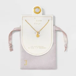 14K Gold Plated Round Initial Pendant Necklace - A New Day™ -A New Day™ GUEST 5fd78469 c3a1 4b11 a667 1369a1938f54