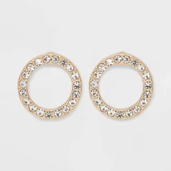 Gold Clear Round Pave Stud Earrings - A New Day™ Gold: Nickel-Free Metal, Statement Design -A New Day™ GUEST 5fdb0f47 515b 4bff ad1b 854166109f28