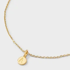 14K Gold Plated Round Initial Pendant Necklace - A New Day™ -A New Day™ GUEST 5fedea6f 09f6 4a75 9f03 b0e52503e6c0
