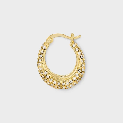 14k Gold Plated Crystal Click Top Tapered Hoop Earrings - A New Day™ Gold: Brass, Nickel-Free, 0.6" Length 4 14k Gold Plated Crystal Click Top Tapered Hoop Earrings - A New Day™ Gold: Brass, Nickel-Free, 0.6" Length - Image 2
