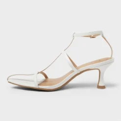 Women's Bliss Strappy Pointed Toe Heels With Memory Foam Insole - A New Day™ White