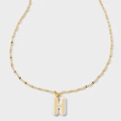14K Gold Dipped Enamel Initial Pendant Necklace - A New Day™ Gold/White -A New Day™ GUEST 618011bb 4eaa 400c 8c21 d08c61540bf1