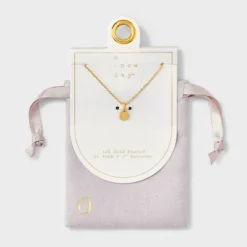 14K Gold Plated Round Initial Pendant Necklace - A New Day™ -A New Day™ GUEST 62326148 4fbb 4a1d b54a 4c6c6be2b0cc