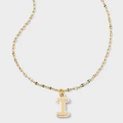 14K Gold Dipped Enamel Initial Pendant Necklace - A New Day™ Gold/White -A New Day™ GUEST 62c98762 ad0b 49f0 8777 5a63291e5f50