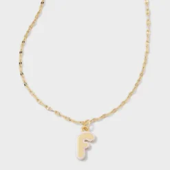 14K Gold Dipped Enamel Initial Pendant Necklace - A New Day™ Gold/White -A New Day™ GUEST 637438aa 6d88 4765 a66a ccb72a301980