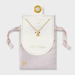 14K Gold Plated Round Initial Pendant Necklace - A New Day™ -A New Day™ GUEST 6377c929 8455 4c33 abf2 3592699a6749