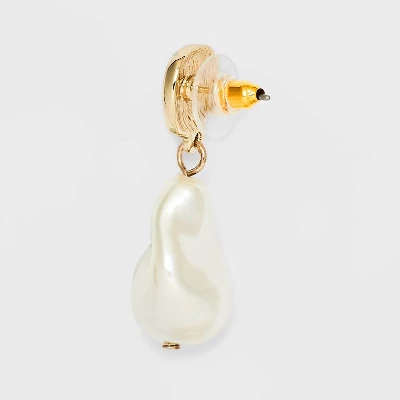 Pearl Drop Earrings - A New Day™ Gold: Glass & Nickel-Free Metal, Post Closure, 1.5" Length, 0.5" Width, 0.42 Oz. 4 Pearl Drop Earrings - A New Day™ Gold: Glass & Nickel-Free Metal, Post Closure, 1.5" Length, 0.5" Width, 0.42 Oz. - Image 2