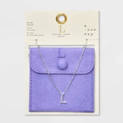 Silver Plated Cubic Zirconia Initial Pendant Necklace - A New Day™ Silver -A New Day™ GUEST 671ab612 3c66 4117 9da2 371fec20510f