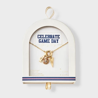 14K Gold Dipped Cubic Zirconia Baseball And MVP Charm Necklace - A New Day™ Gold 4 14K Gold Dipped Cubic Zirconia Baseball And MVP Charm Necklace - A New Day™ Gold - Image 2