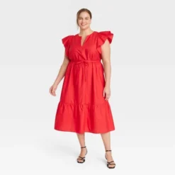 Women's Flutter Short Sleeve Midi Dress - A New Day™ -A New Day™ GUEST 6860e305 4b55 4395 bef7 dae5942aa43e