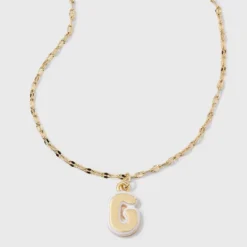 14K Gold Dipped Enamel Initial Pendant Necklace - A New Day™ Gold/White -A New Day™ GUEST 6941473f f8e1 4cb7 9081 864328d35ed6
