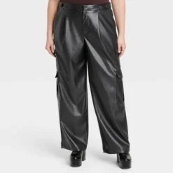 Women's High-Rise Straight Faux Leather Cargo Pants - A New Day™ Black -A New Day™ GUEST 6d11f9b6 2377 4cc1 9a62 8768c917cc4d