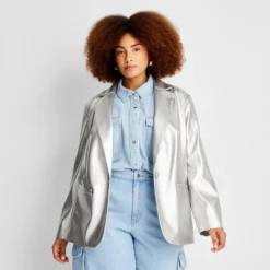 Women's Relaxed Fit Faux Leather Blazer - A New Day™ -A New Day™ GUEST 6f132cbc a921 4fb1 a27a 3440a9c4d18f
