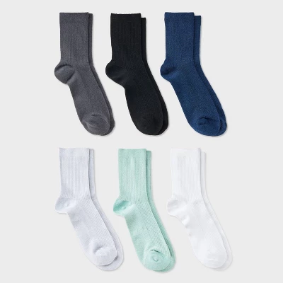 Women's Shimmer And Solid Fine Ribbed 6pk Crew Socks - A New Day™ 4-10 6 Women's Shimmer And Solid Fine Ribbed 6pk Crew Socks - A New Day™ 4-10 - Image 4