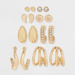 Open Hoops Earring Set 8pc - A New Day™ Gold: Nickel-Free Metal, Post Closure -A New Day™ GUEST 71655910 6266 49ca a87a 5b16fc85f469