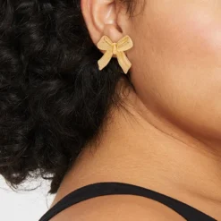 Textured Bow Earrings - A New Day™ Gold