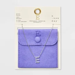 Silver Plated Cubic Zirconia Initial Pendant Necklace - A New Day™ Silver -A New Day™ GUEST 72d1dbe8 35e3 45da 9551 832644731113