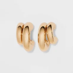 Double Hollow Tube Hoop Earrings - A New Day™ Gold: Nickel-Free Metal, Post Closure, 0.83" Length, 0.68" Width -A New Day™ GUEST 746ee0da 52a3 4712 95d8 f063ebee048f