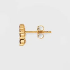 14K Gold Plated Cubic Zirconia Duo Stud Earring Set - A New Day™ Gold