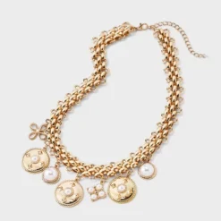 Pearl Charm And Coin Multilink Chain Necklace - A New Day™ Gold -A New Day™ GUEST 7647be93 4ff8 4cb3 b123 d19c945a7935