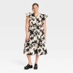 Women's Flutter Short Sleeve Midi Dress - A New Day™ -A New Day™ GUEST 7ae1d7d7 e328 4e6b a2a7 a4bb0409ba54