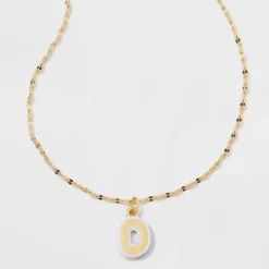 14K Gold Dipped Enamel Initial Pendant Necklace - A New Day™ Gold/White -A New Day™ GUEST 7d1bc16a 07b9 4de5 bb5b 6fe070d54c06