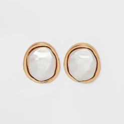Pearl Cabochon Stud Earrings - A New Day™ Gold: Nickel-Free Metal, Post Closure, 0.59" Length, 0.51" Width -A New Day™ GUEST 7dc95ecf 3baf 4262 bc7c 2b93d2664555