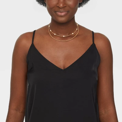 Gold 2 Row Clear Stone Pearl Ball Necklace - A New Day™ Gold: Boxed Chain, Lobster Claw Clasp, 17" Length, 3" Extender 3 Gold 2 Row Clear Stone Pearl Ball Necklace - A New Day™ Gold: Boxed Chain, Lobster Claw Clasp, 17" Length, 3" Extender