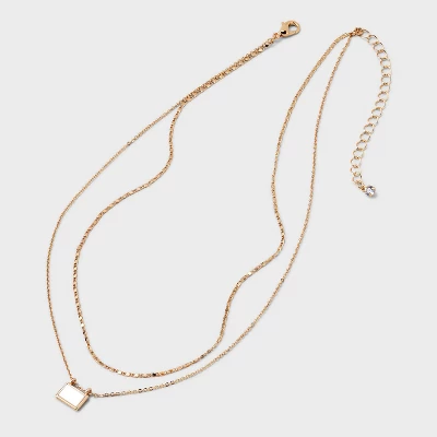 Gold Mop Rectangle 2 Row Necklace - A New Day™ Gold: Nickel-Free Metal, Lobster Claw Clasp, Multi-Strand Design, 16" Length 4 Gold Mop Rectangle 2 Row Necklace - A New Day™ Gold: Nickel-Free Metal, Lobster Claw Clasp, Multi-Strand Design, 16" Length - Image 2