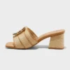 Women's Kathleen Raffia Buckle Block Heels - A New Day™ Beige -A New Day™ GUEST 88573a2f 30a1 4bd3 94d7 4472a8b8793c