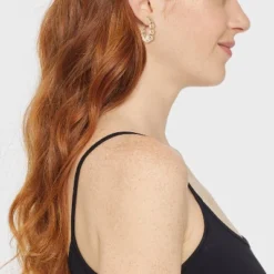 Ball Hoop Earrings - A New Day™ Gold: Nickel-Free Metal, Post Closure, 1.4" Length