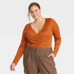 Women's Long Sleeve Ruched Slim Fit Bodysuit - A New Day™ -A New Day™ GUEST 8bf9164d 1d11 467a 8e8b 64c6582fdb4a