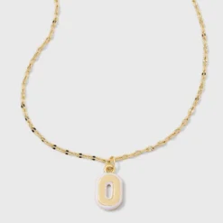 14K Gold Dipped Enamel Initial Pendant Necklace - A New Day™ Gold/White -A New Day™ GUEST 91f0c088 8049 47f8 a8f1 137aa8b08a69