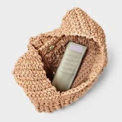 Straw Tie-Top Shoulder Bag - A New Day™ Light Brown: Woven Paper, Structured Handbag, Adjustable Strap -A New Day™ GUEST 9479f970 0c47 483b 9e33 bbae7bc58839