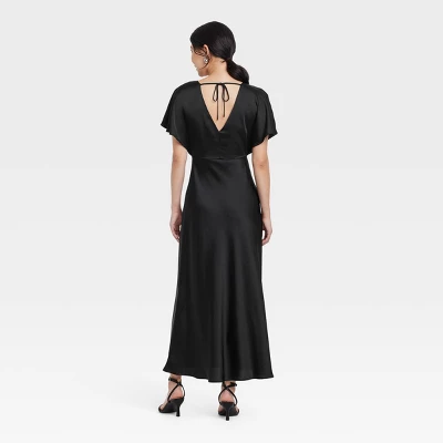 Women's Satin Flutter Short Sleeve Maxi A-Line Dress - A New Day™ 3 Women's Satin Flutter Short Sleeve Maxi A-Line Dress - A New Day™