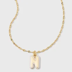 14K Gold Dipped Enamel Initial Pendant Necklace - A New Day™ Gold/White -A New Day™ GUEST 959650a3 a79e 4c12 8551 acd447618962
