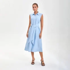 Women's Tie-Waist Midi Shirtdress - A New Day™ Blue -A New Day™ GUEST 95d59dd4 ad95 4b8f 92f8 053897e15a88