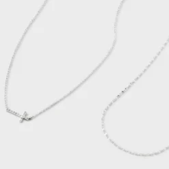 Silver Plated Horizontal Cross Necklace 2pc Set - A New Day™ Silver -A New Day™ GUEST 9b322d86 fb5d 4ace 9d7b 9d078a891fd6