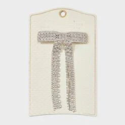Rhinestone Chain Tail Bow Hair Barrette - A New Day™ Ivory