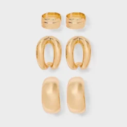 Chunky Hoop Earring Set 3pc - A New Day™ Gold: Nickel-Free Metal, Post Closure, 0.74" Length -A New Day™ GUEST 9f551f35 808c 42ca 94a1 8634367dd9b2