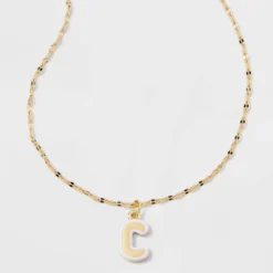 14K Gold Dipped Enamel Initial Pendant Necklace - A New Day™ Gold/White -A New Day™ GUEST a04cf27a 9c9b 4ad8 85f0 ff4af91dffa6
