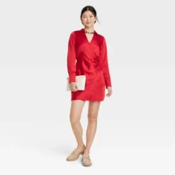 Women's Long Sleeve Satin Shirtdress - A New Day™ -A New Day™ GUEST a2c3dd9e 1ab5 4509 9116 3cca6fd1be67