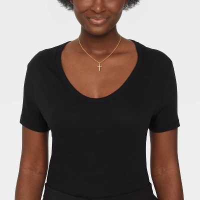 14K Gold Plated Cubic Zirconia Cross Pendant Necklace - A New Day™: Brass, Lobster Claw Clasp, 16" Length 3 14K Gold Plated Cubic Zirconia Cross Pendant Necklace - A New Day™: Brass, Lobster Claw Clasp, 16" Length