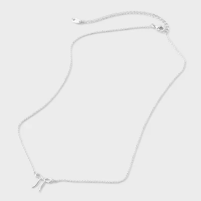 Silver Plated Bow Necklace - A New Day™ Silver 3 Silver Plated Bow Necklace - A New Day™ Silver