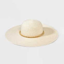 Wide Brim Straw With Beads Floppy Hat - A New Day™ -A New Day™ GUEST a92e1d5d ebaf 4bc9 bd90 158782ab2dd9