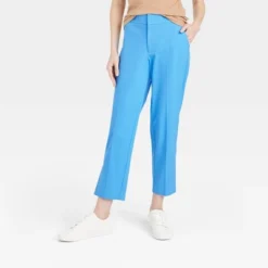 Women's Mid-Rise Slim Straight Fit Side Split Trousers - A New Day™ Blue -A New Day™ GUEST a96d6784 1c5a 4282 bd5b 0c3e62ec5377