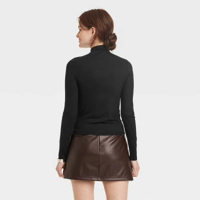 Women's Ruched Mock Turtleneck Long Sleeve T-Shirt - A New Day™ 3 Women's Ruched Mock Turtleneck Long Sleeve T-Shirt - A New Day™